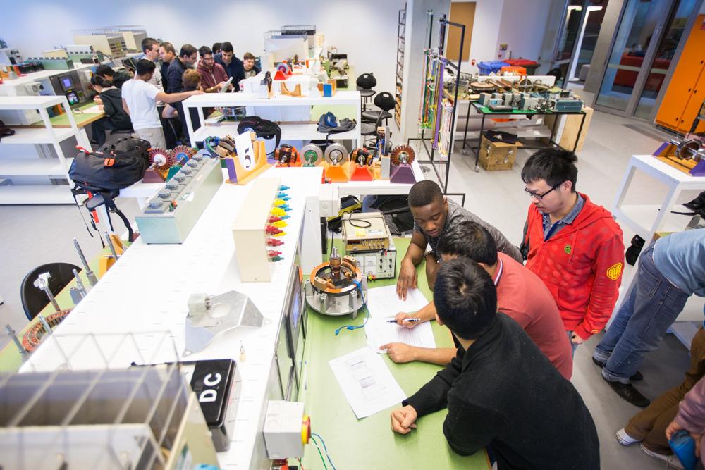 UTS students working in groups in the Power Systems Laboratory