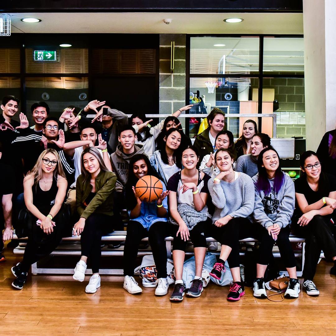 UTS students with basketball