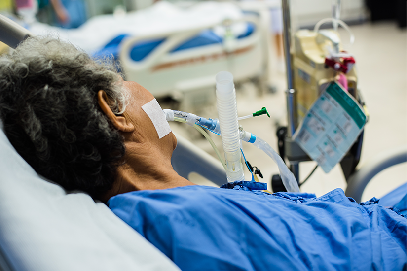 Patient on a ventilator