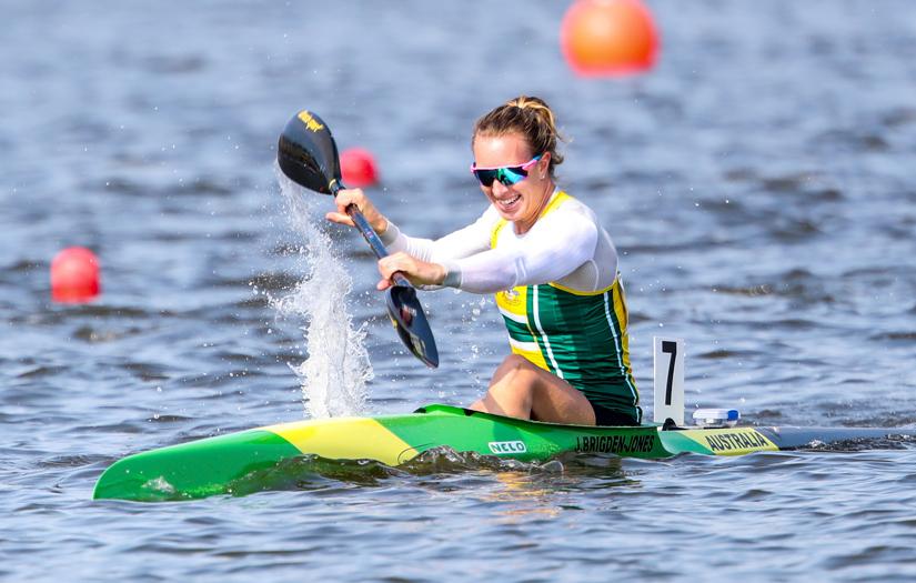 Australian female in a kayak on the water