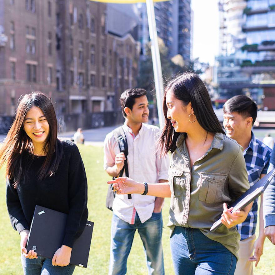 UTS Law students socialising outside central park