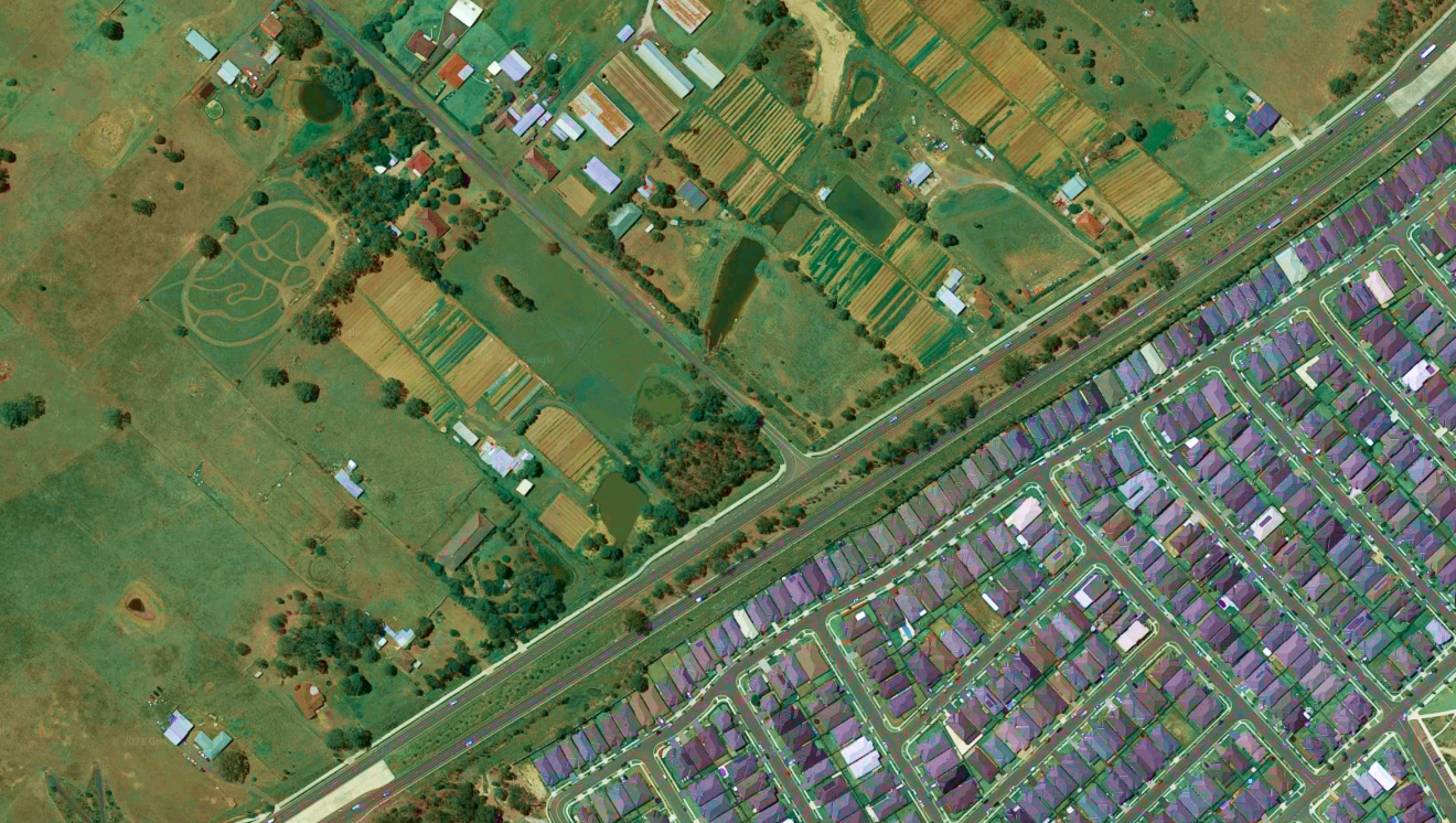 Leppington peri-urban agriculture aerial view