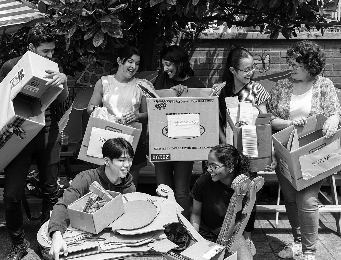 SOUL students with a community member.