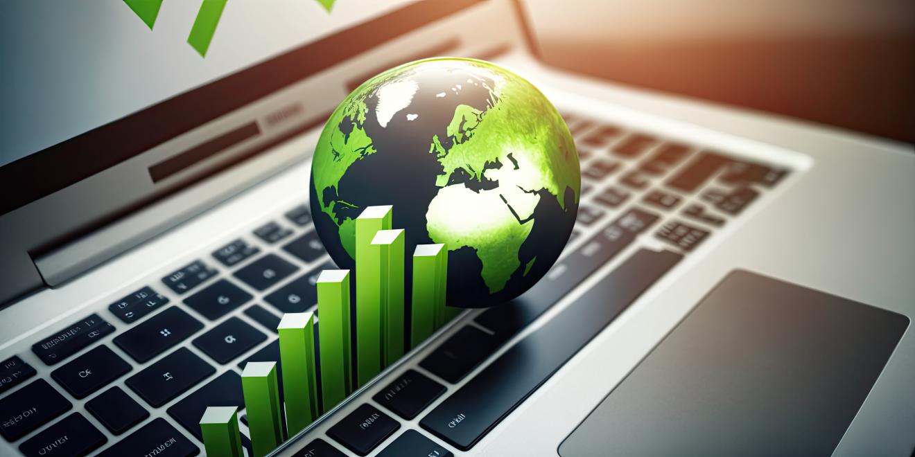laptop with green globe