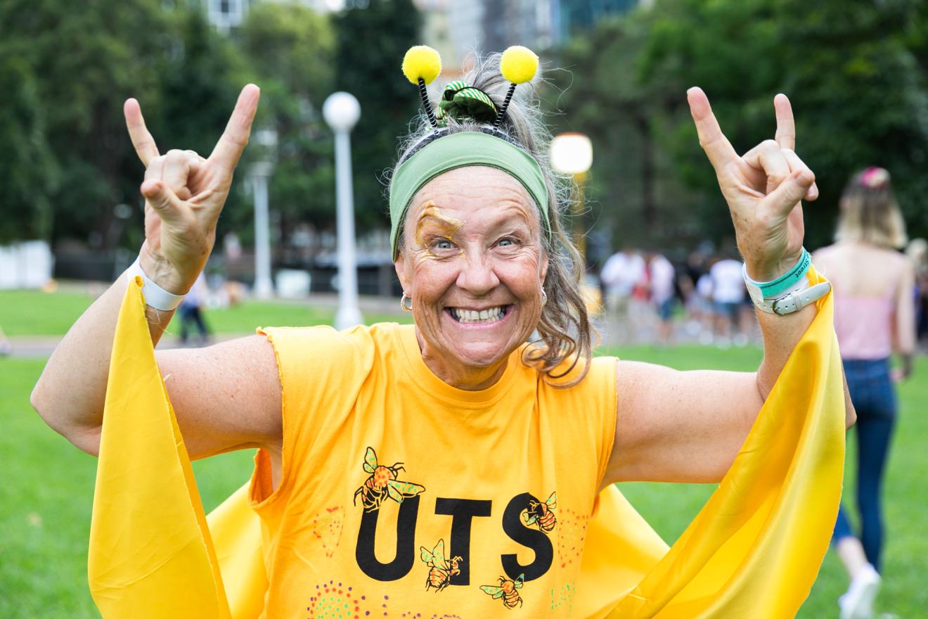 UTS staff or student at 2020 Sydney Mardi Gras parade.