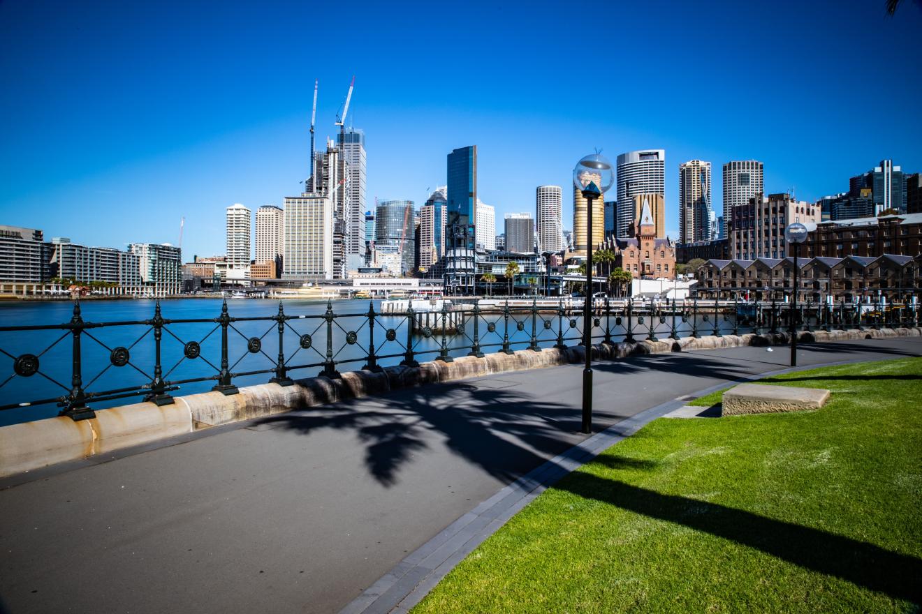 Sydney Australia Harbour foreshore turquoise blue water and clear sunny blue skies