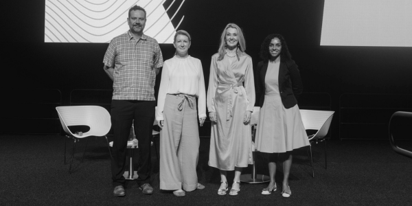 Photo of Peter Siminski, Amy Persson, Anna Funder, and Ramona Vijeyarasa at IWD 2024