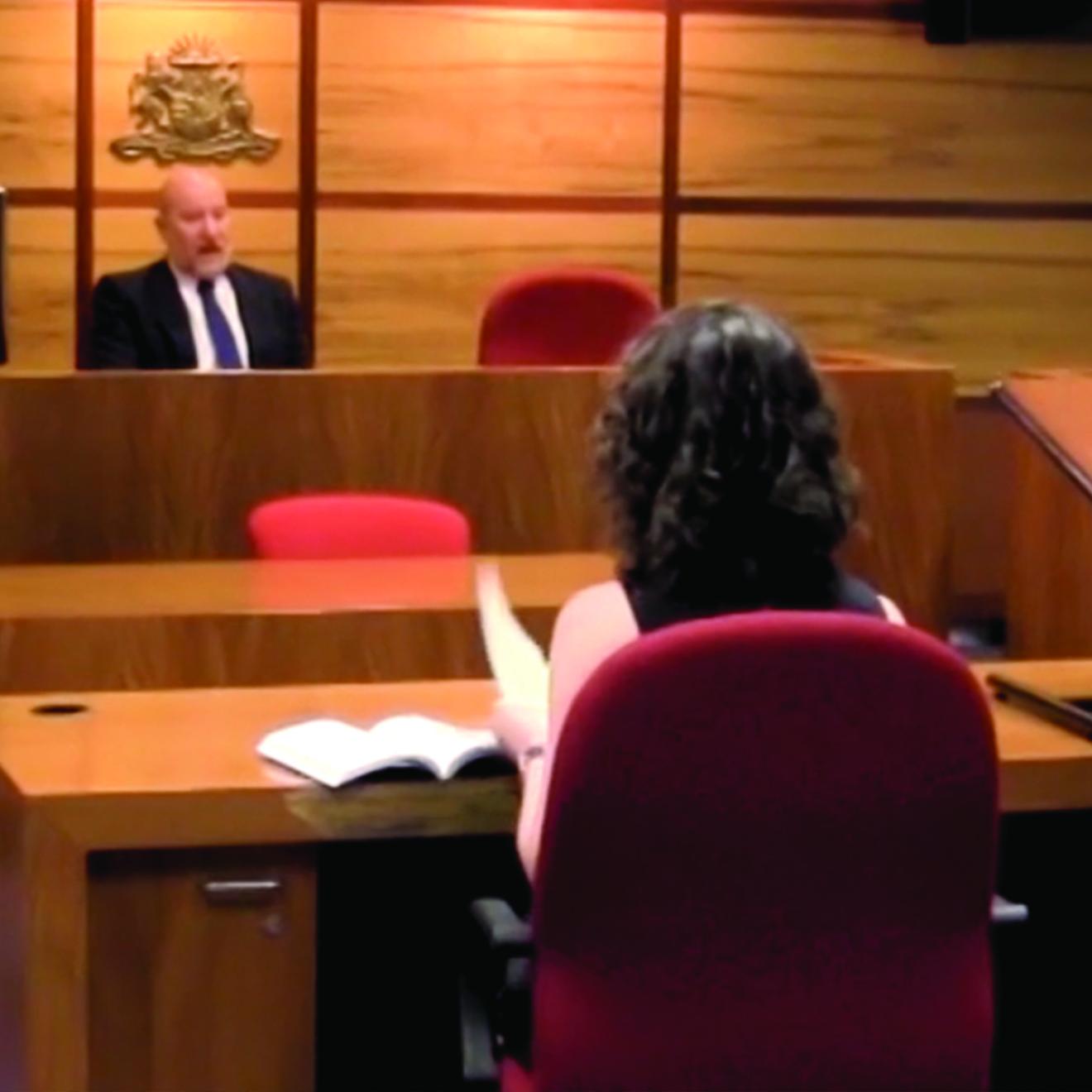 Judge and plaintif in court