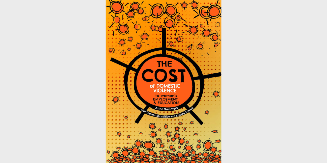 The Cost research report by Anne Summers. An orange cover with abstract circular designs.