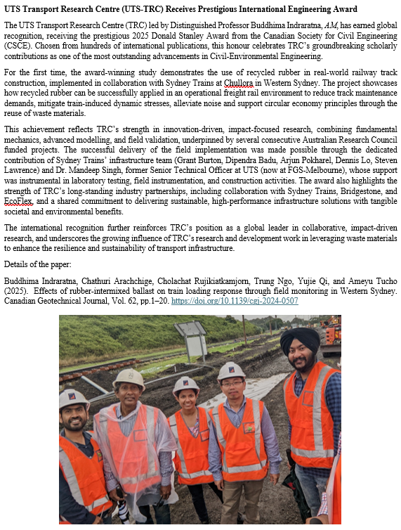 UTS-TRC's Donald Stanley Award 2025