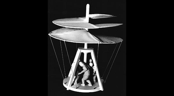 Aerial screw painted wood and canvas