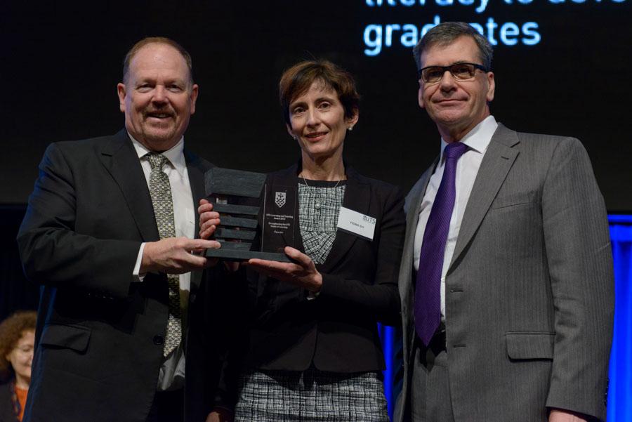 Fiona Orr with VC Ross Milbourne, and Dean of Health John Daly