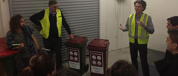 Food waste bins in basement