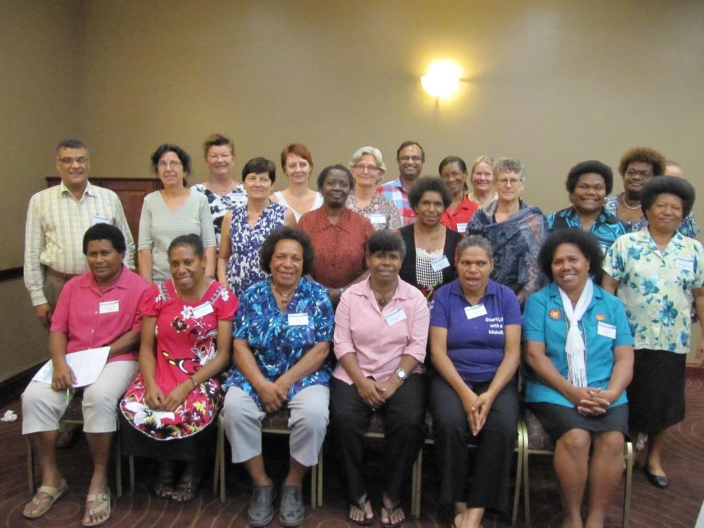 Ms Mary Kililo, National Department of Health, with the course coordinators and educators, Clinical Midwifery facilitators, and MCHI obstetricians (Ann Yates missing from photo)