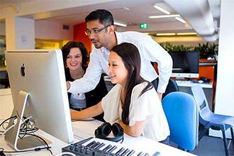 Students learning in a new learning space on campus