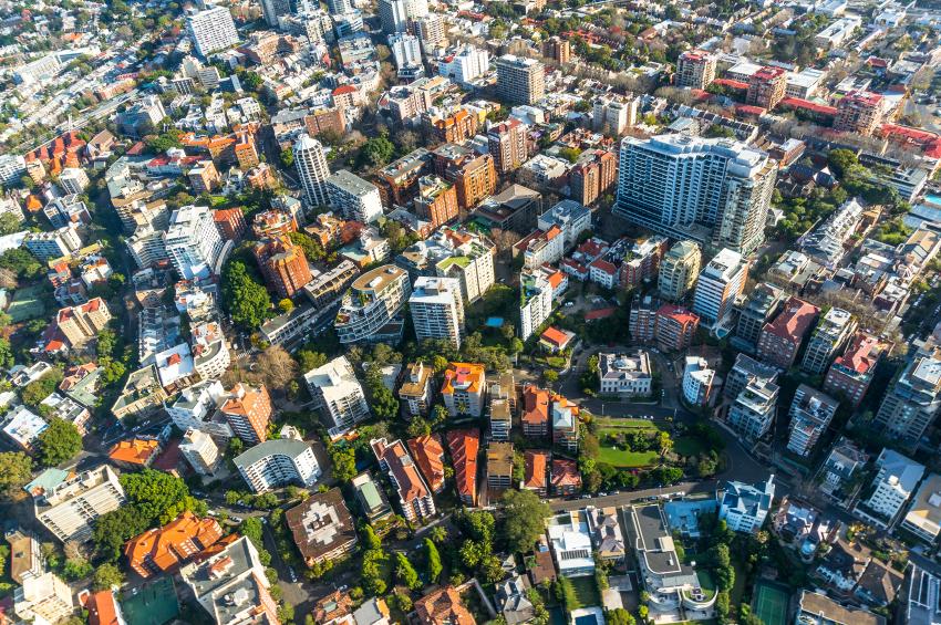 Aerial view of residential area