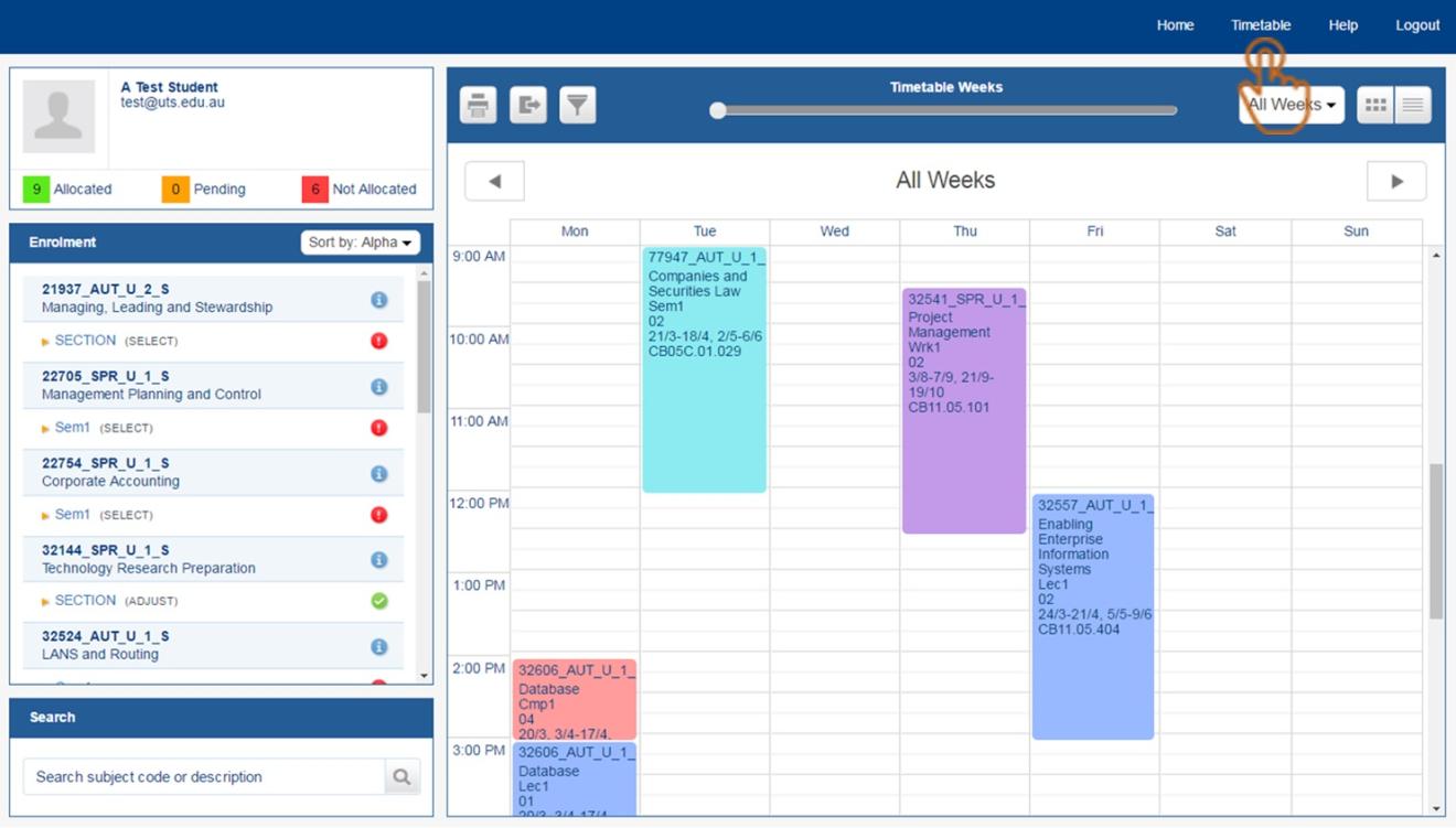 My timetable view