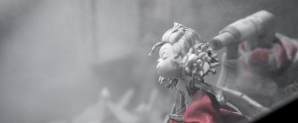 3d print of cartoon character being post-processed