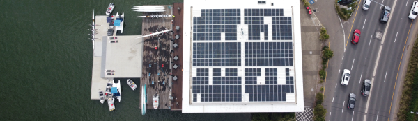 Aerial view of UTS Haberfield Rowing Club's solar panel installation