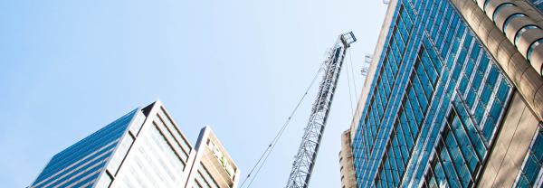 City sky scape with crane