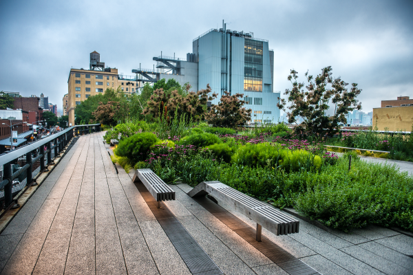 High Line Park on an historic freight rail line in New York City, Manhattan