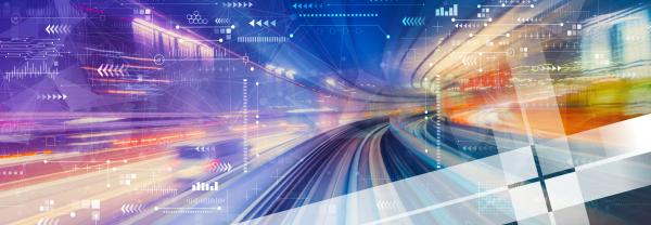 Road leading into the distance with coloured lights and Business Futures logo