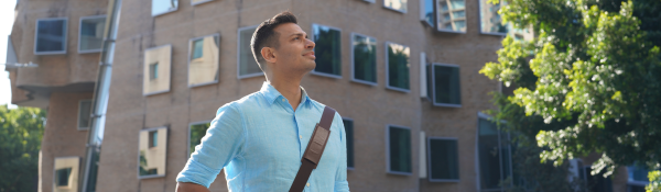 International Student in front of UTS Business School