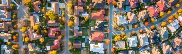 Aerial view of an Australian suburb
