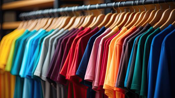 T-shirts on a rack