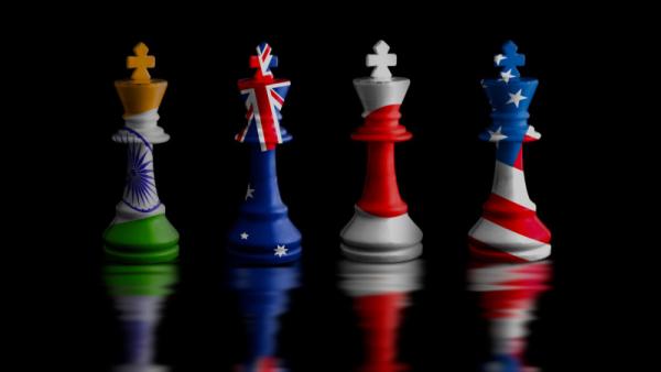 Quad plus countries flags. chess king