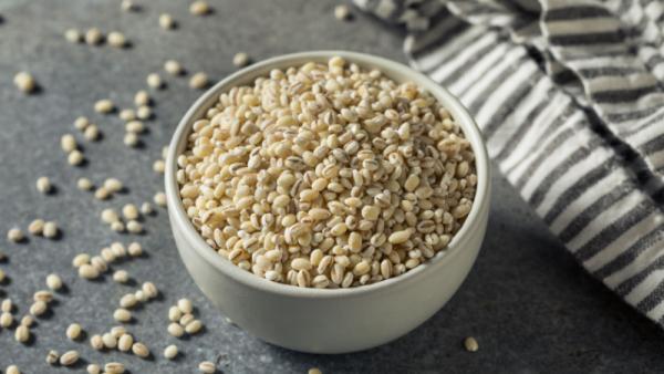 Raw Organic Dry Pearl Barley in a Bowl