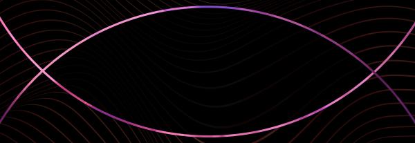 Black background with wavy line pattern overlayed across the top of the background are two over lapping rings in the colours pink and purple 