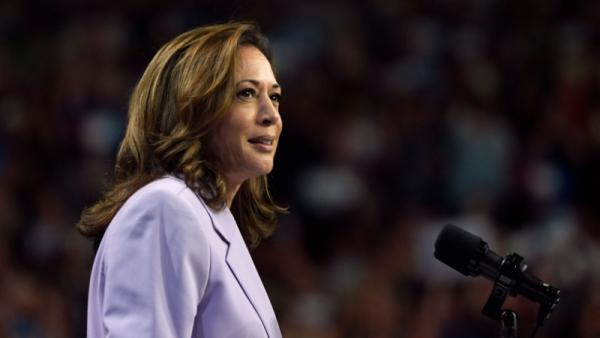 Kamala Harris arrives to speak at a campaign rally