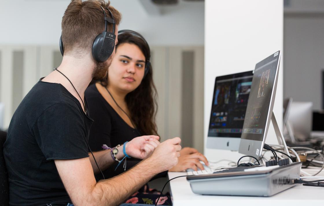 Students working on computers