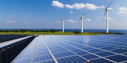 Solar panels and wind farm