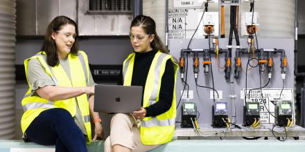Alexandra Butler and Rachel Watson at Central Park water recycling area
