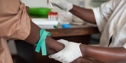 patient recieving injection in arm