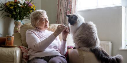 Old woman with her cat