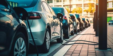 Public parking along the street with charging points for electric vehicles