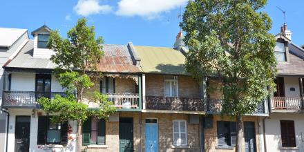 A row of terrace houses in Glebe, Sydney