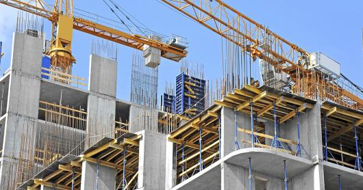 building construction site with blue sky background