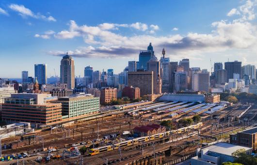 Aerial view of the area around Sydney's Central Station