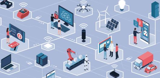 Infographic showing blockchain and the Internet of Things