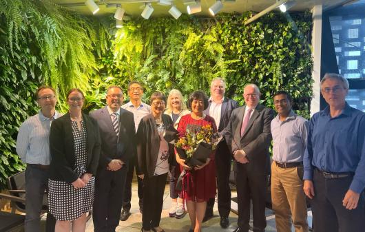 Jie Lu AO ceremony pictured with FEIT Faculty, Provost and Vice Chancellor