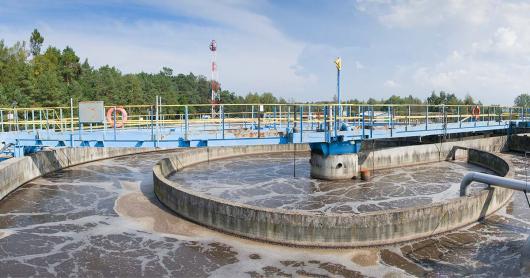 A wide shot of  wastewater facility