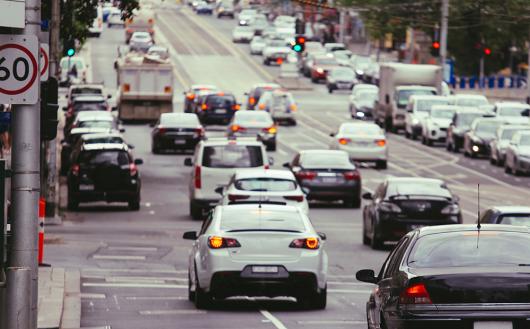 Stock picture of heavy traffic on a major road in Australia