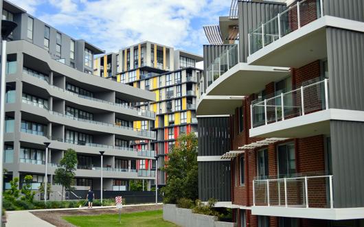 Stock image of a group of apartment buildings