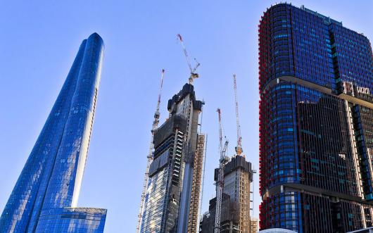 Stock picture of high rises, including two under consruction, in the Barangaroo area of the Sydney CBD.