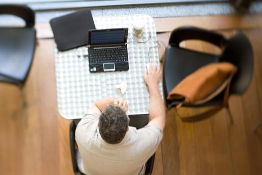 Accounting student working on laptop