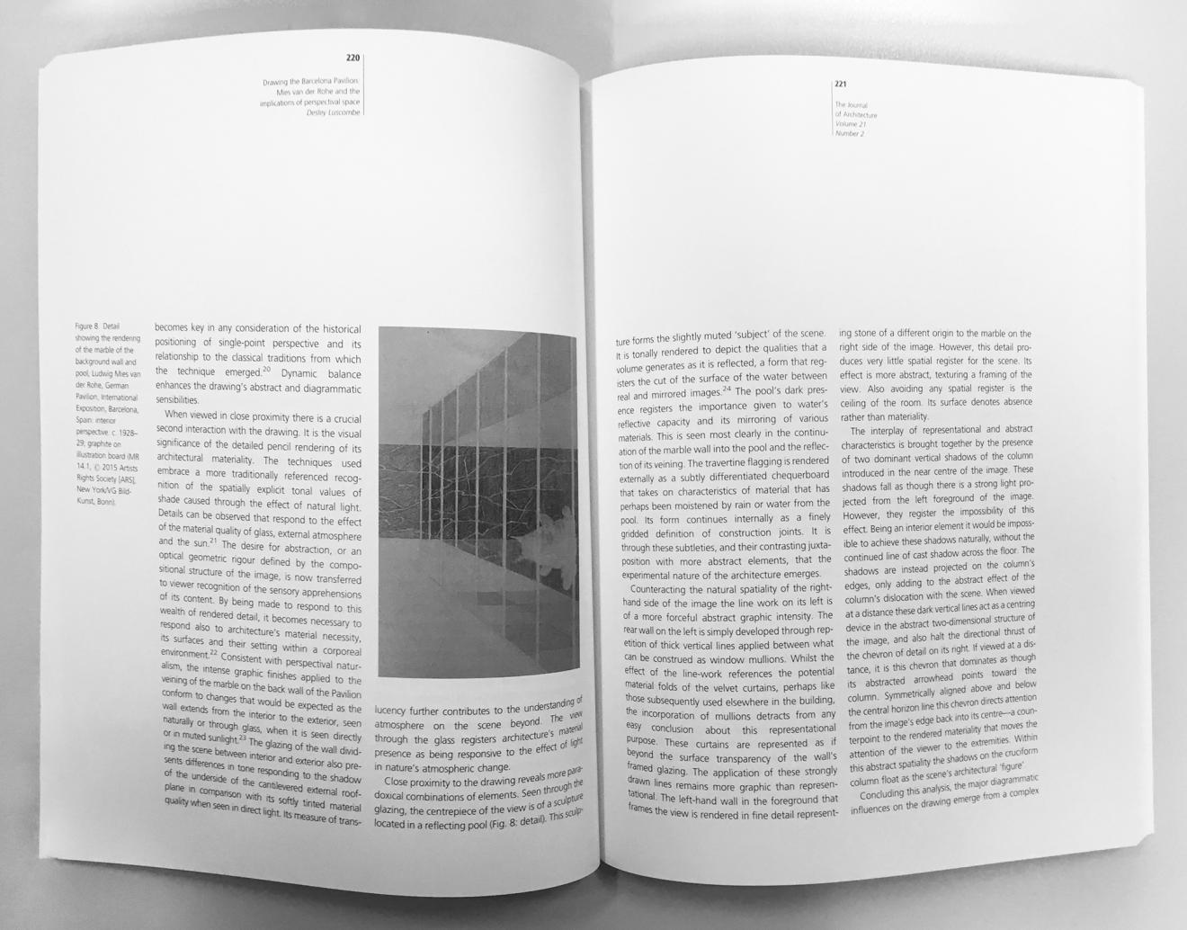 DAB Staff Project: Drawing the Barcelona Pavilion: Mies Van Der Rohe and the Implications of Perspectival Space, by Desley Luscombe